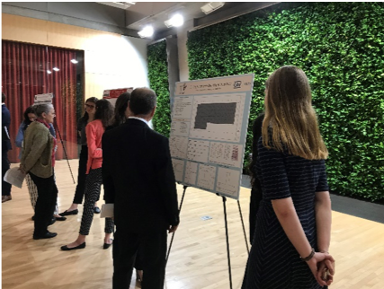 students presenting research poster