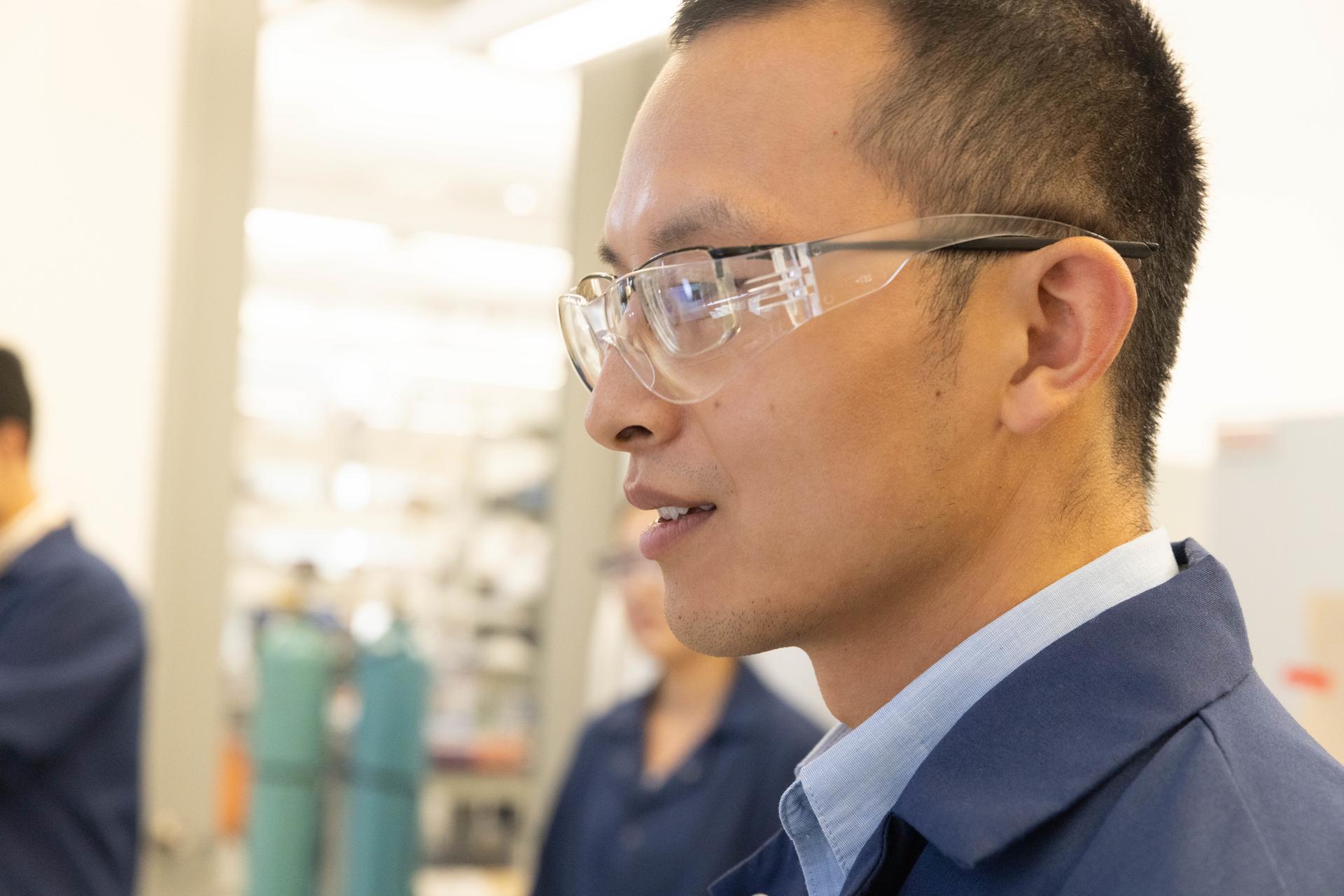 Xitong Liu in his GW Engineering laboratory in 2021