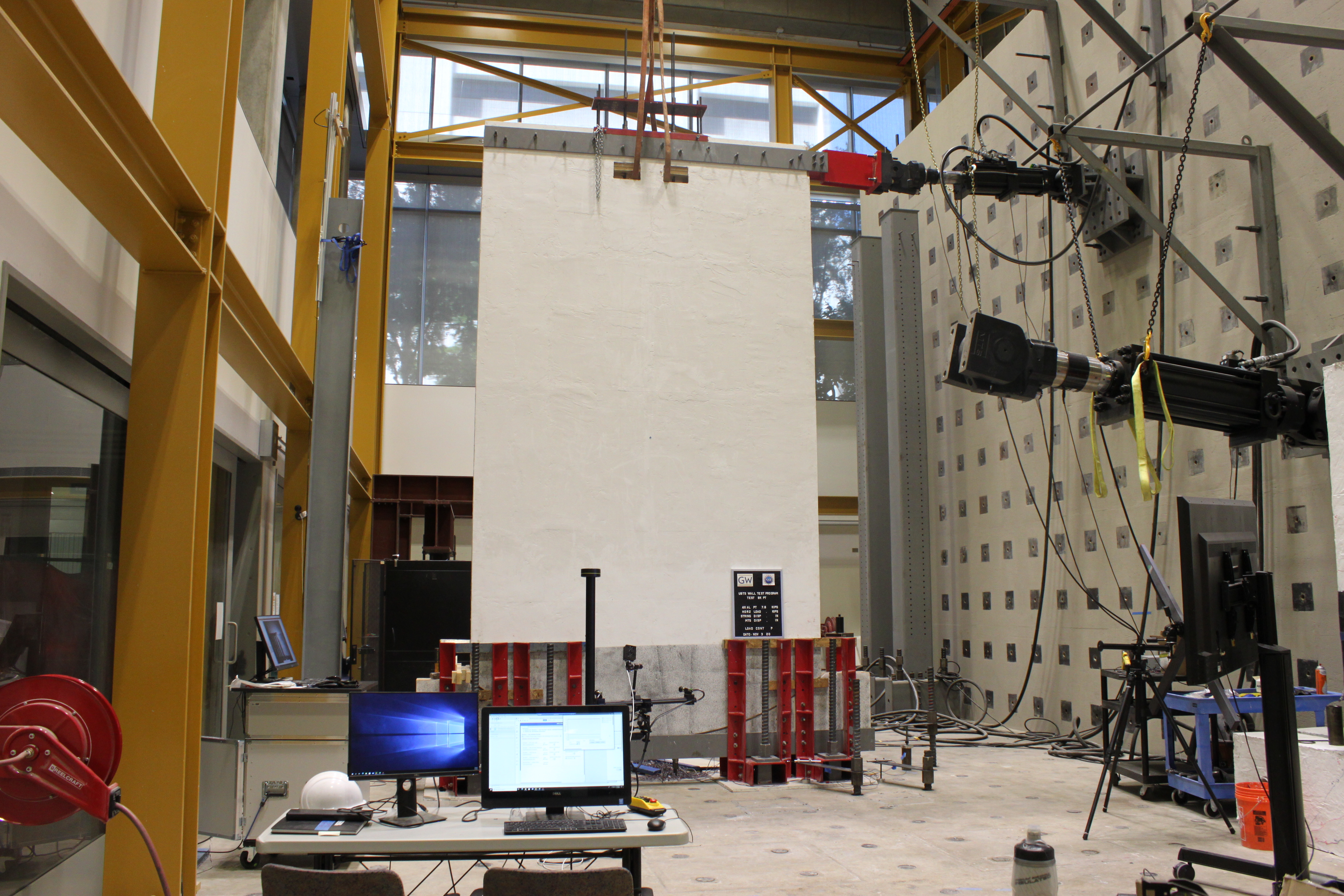 Testing pendulum shear wall concept at GW High Bay Structural Laboratory