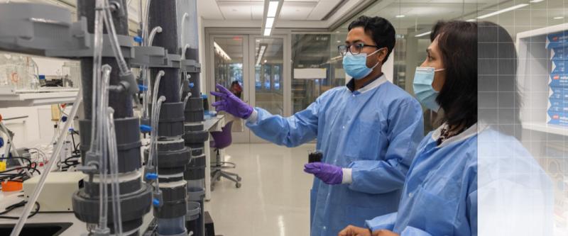 researchers working in the lab