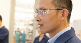 Xitong Liu in his GW Engineering laboratory in 2021